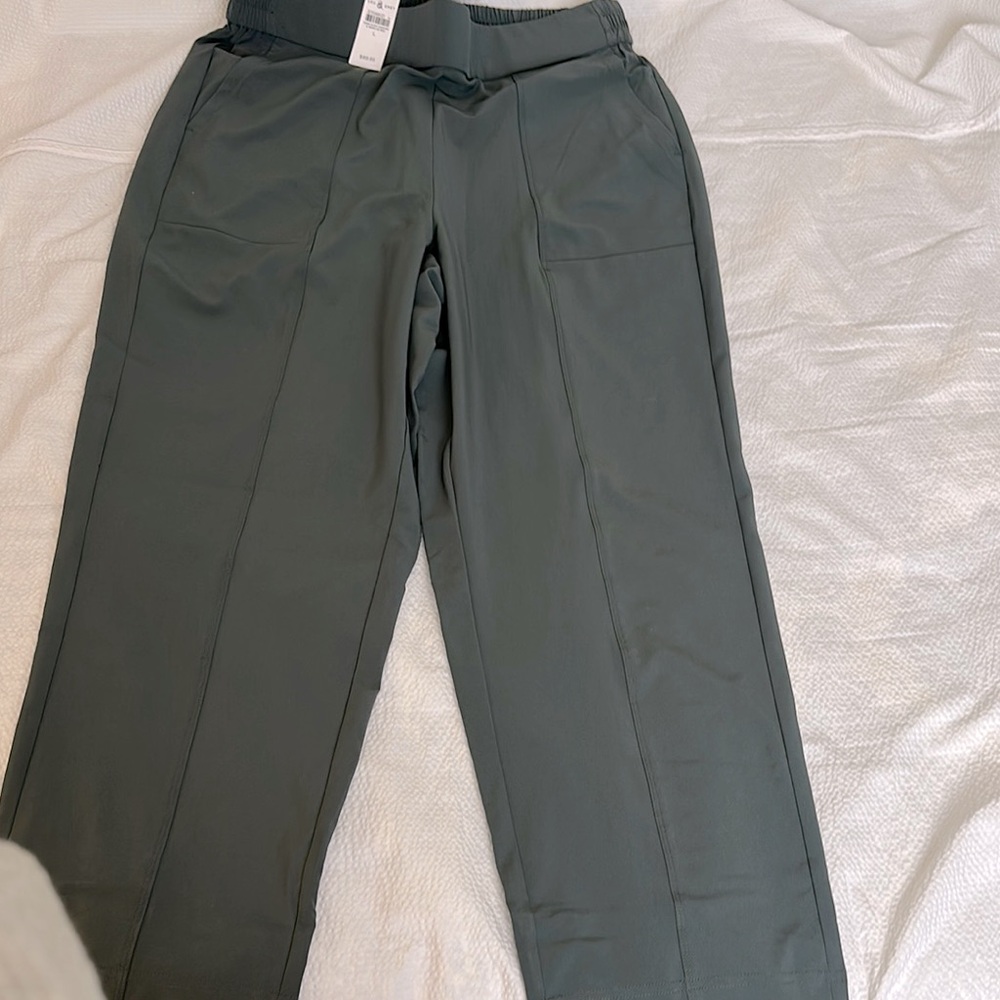 Lou & grey Athleisure Pants Pull On Stretch sz L Deep sage color